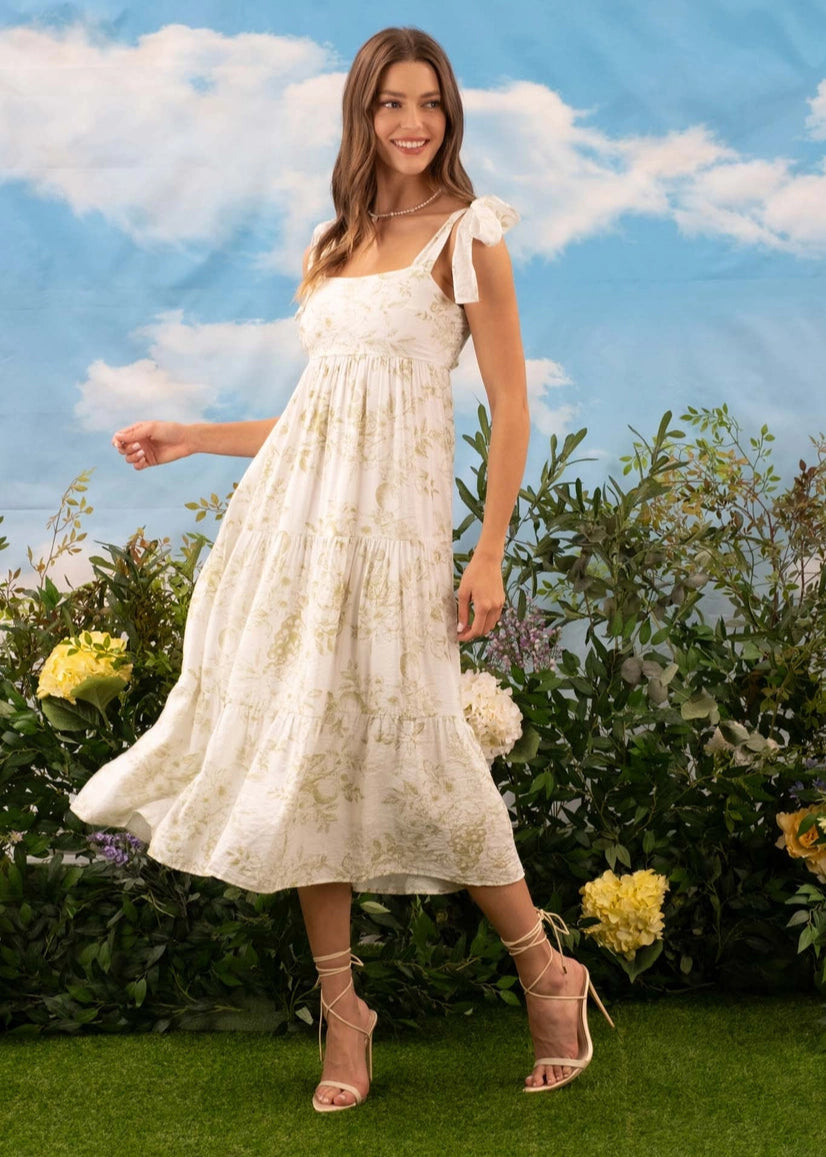 Blu Pepper Fruit Blossom Tiered Midi Dress