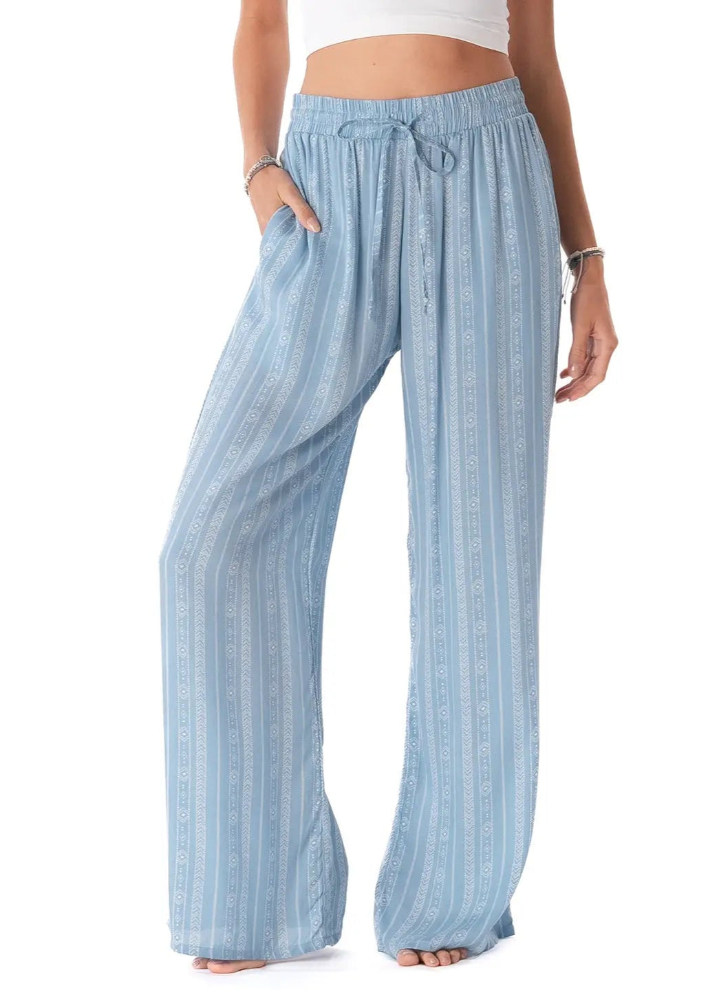 Lotus and Luna Denim Blue Tribal Cabana Pants