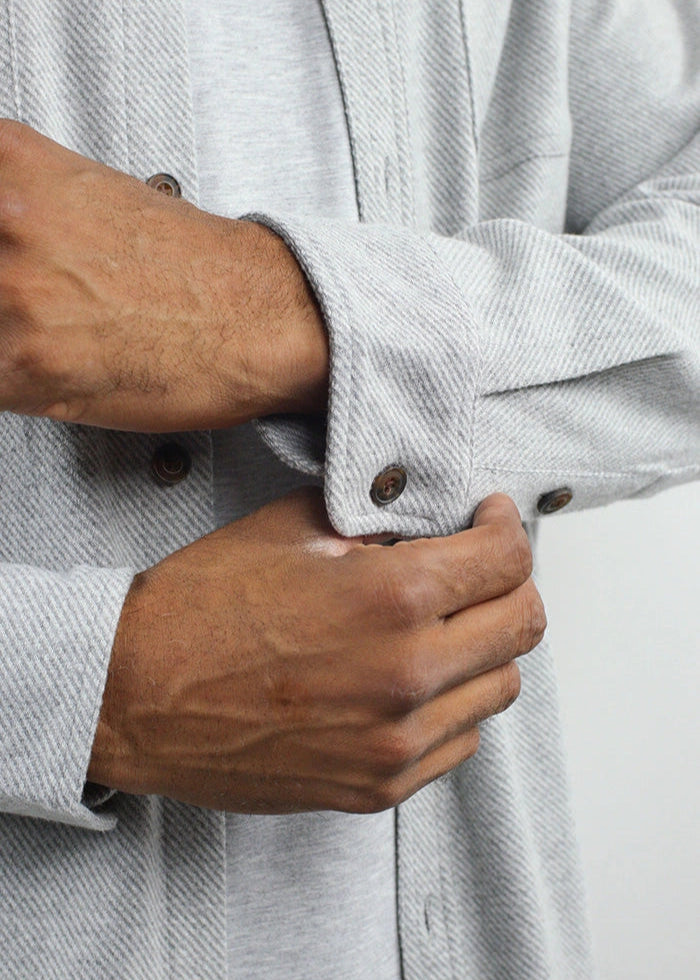 Jachs Light Grey Knit Flannel Shirt