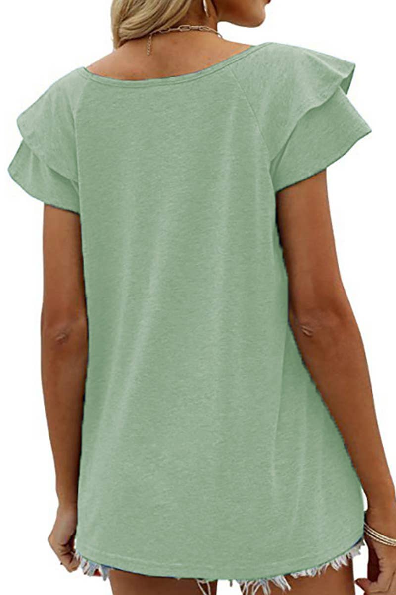 Lily Clothing V-neck Double Sleeve Loose Top