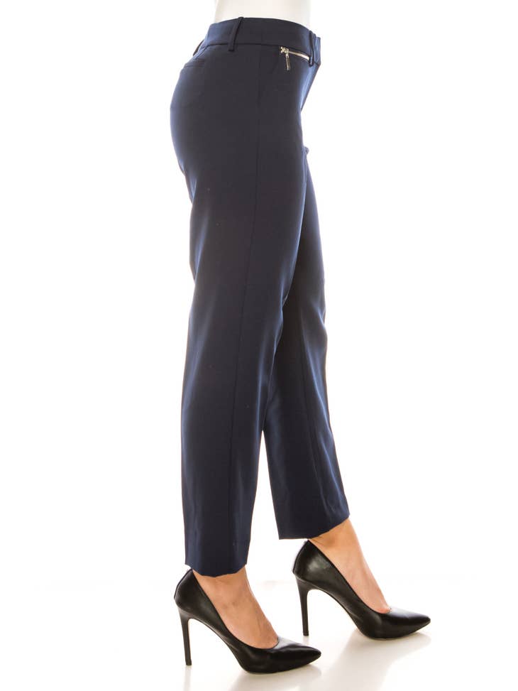 Twill Slim Fit Ankle Length Pants - Navy & Black