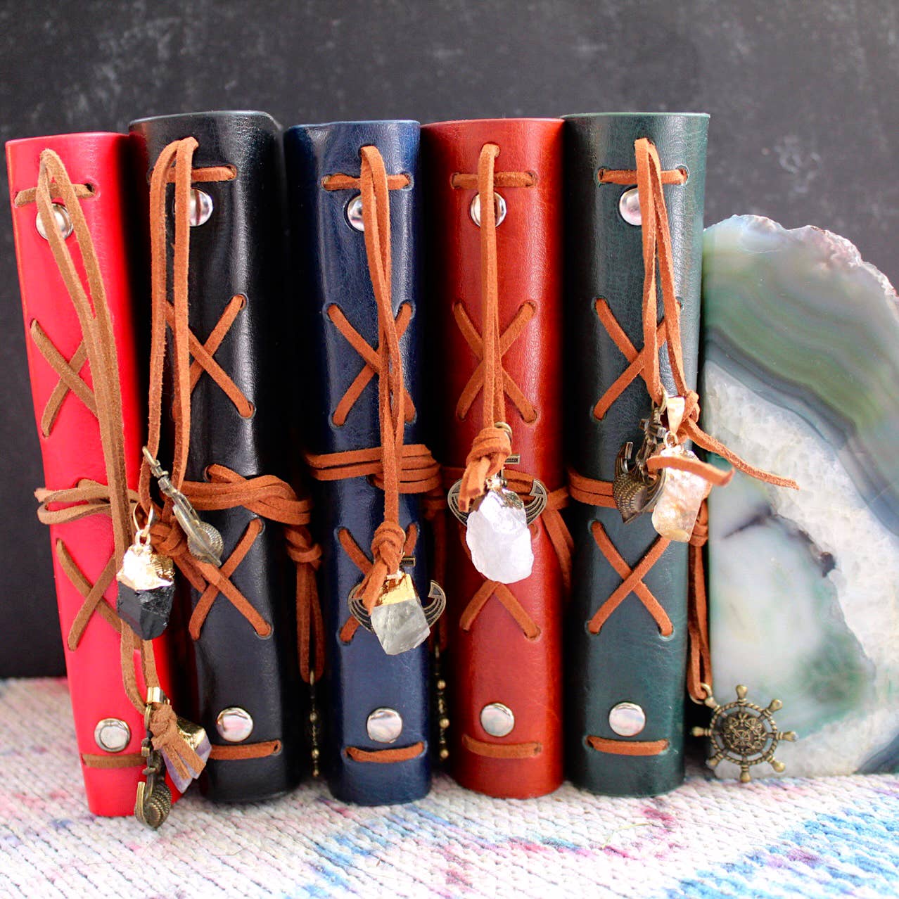 Pebble House Leather Notebook With Crystal Accent