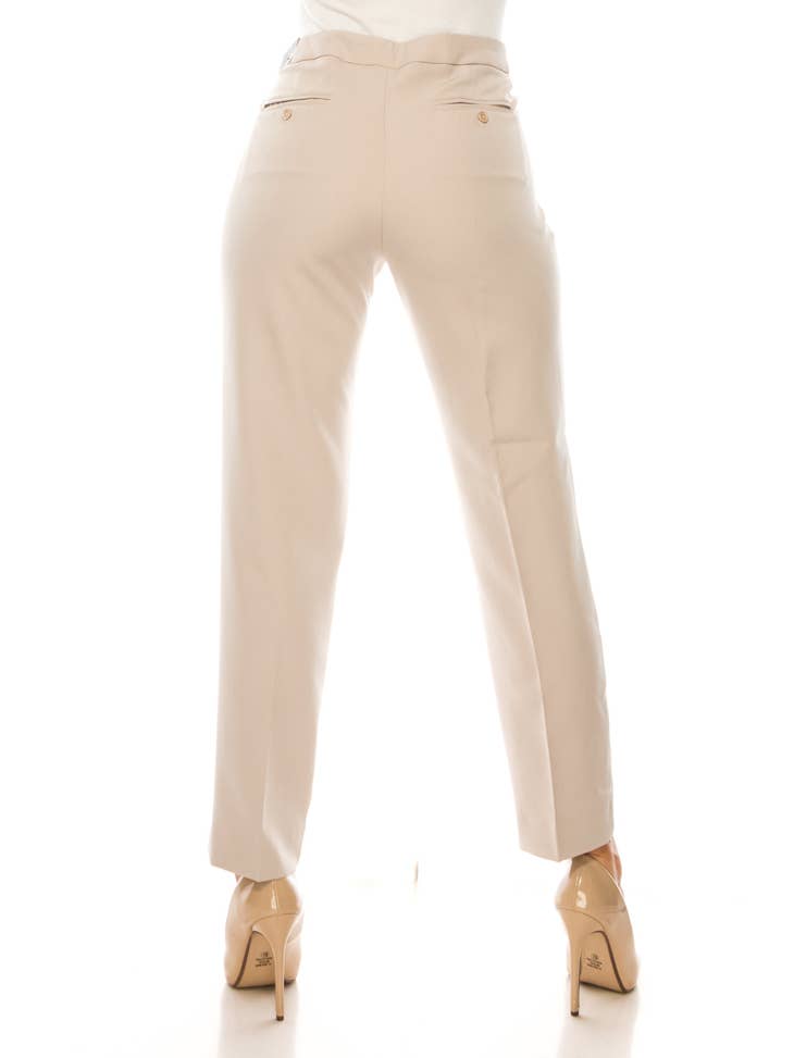Front Faux-Pocket Twill Slim Pants - Vintage Nude