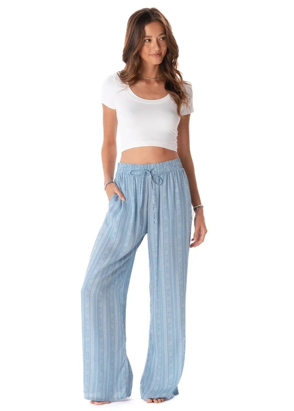 Lotus and Luna Denim Blue Tribal Cabana Pants