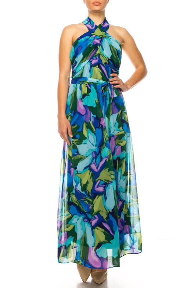 London Times Apparel Criss Cross Halter Neck Maxi Dress 6 London Times Apparel Criss Cross Halter Neck Maxi Dress 6