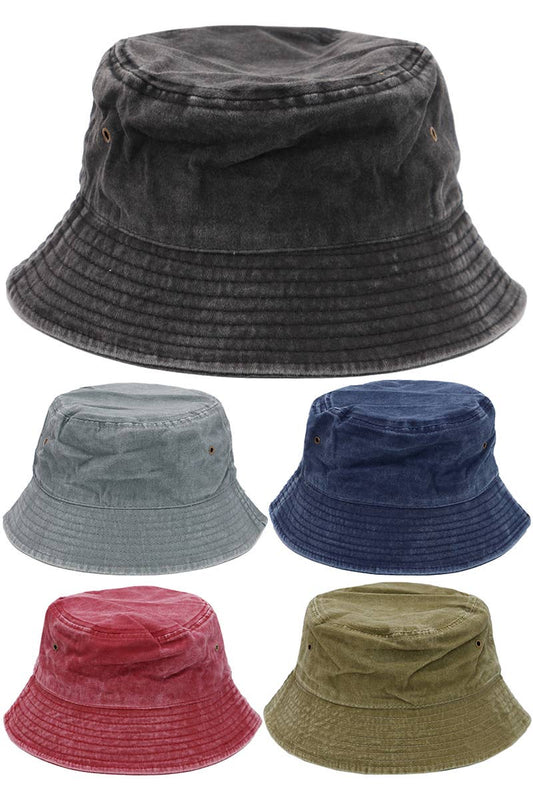 Pigment Stone Washed Twill Cotton Bucket Hat