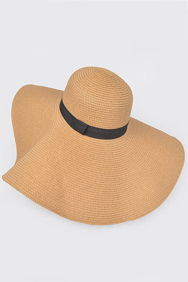 H&D Accessories Faux Straw Wide Brim Band Hat