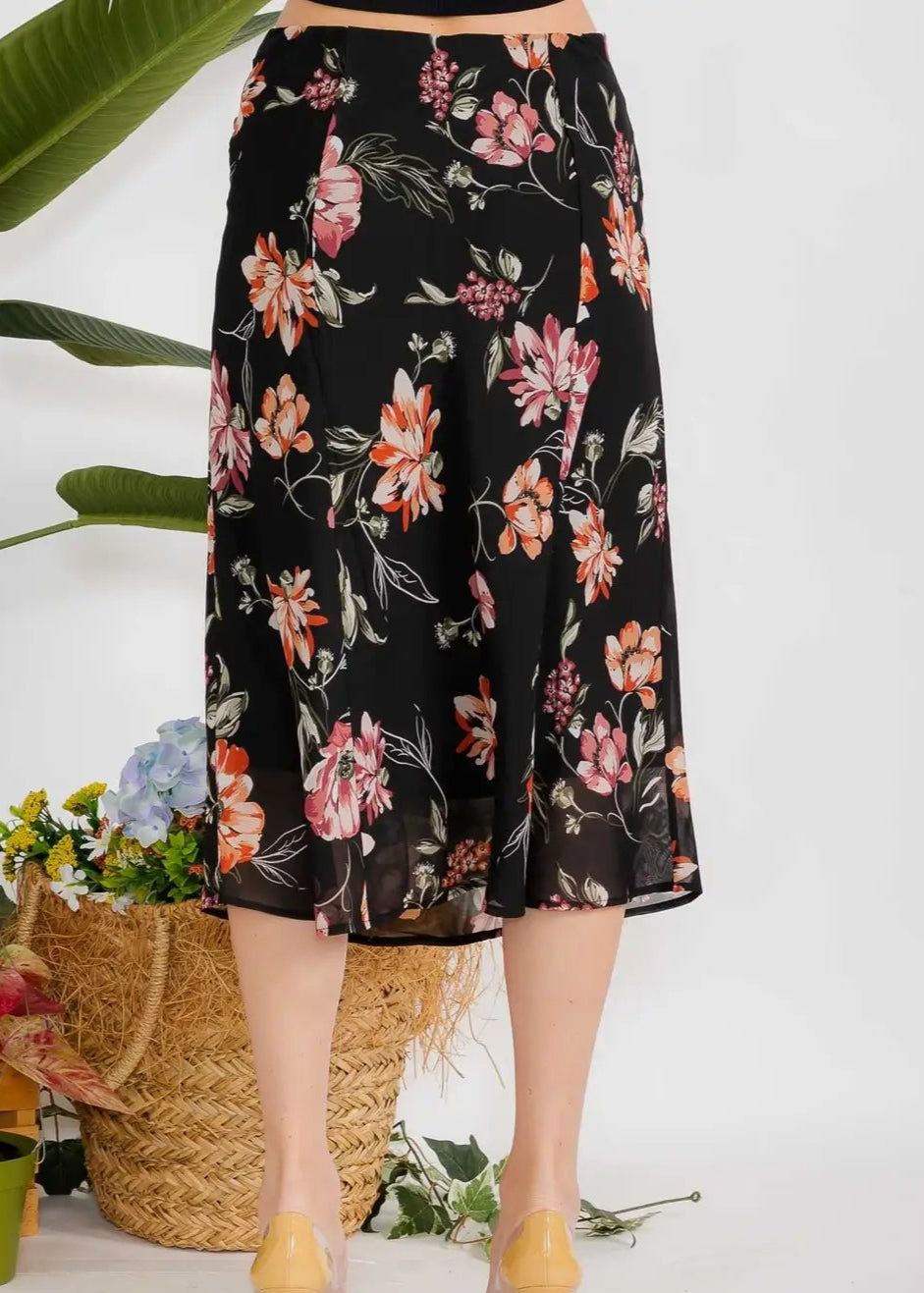 Perseption Self Tie Aline Chiffon Midi Skirt