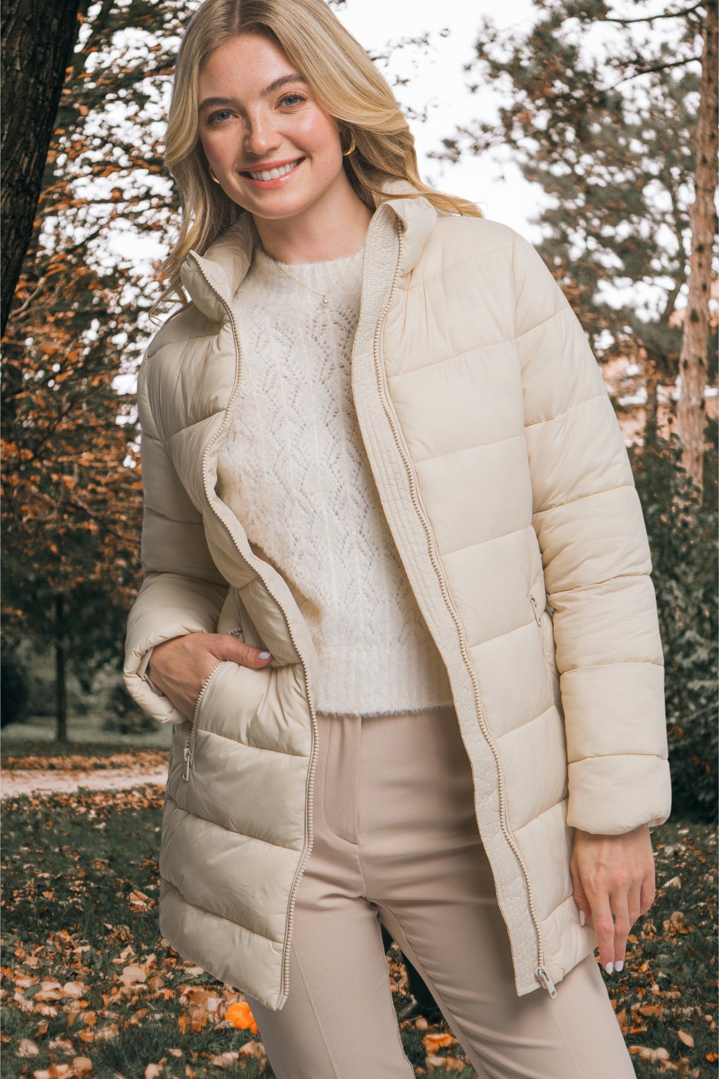 Love Tree Long Quilted Puffer Jacket