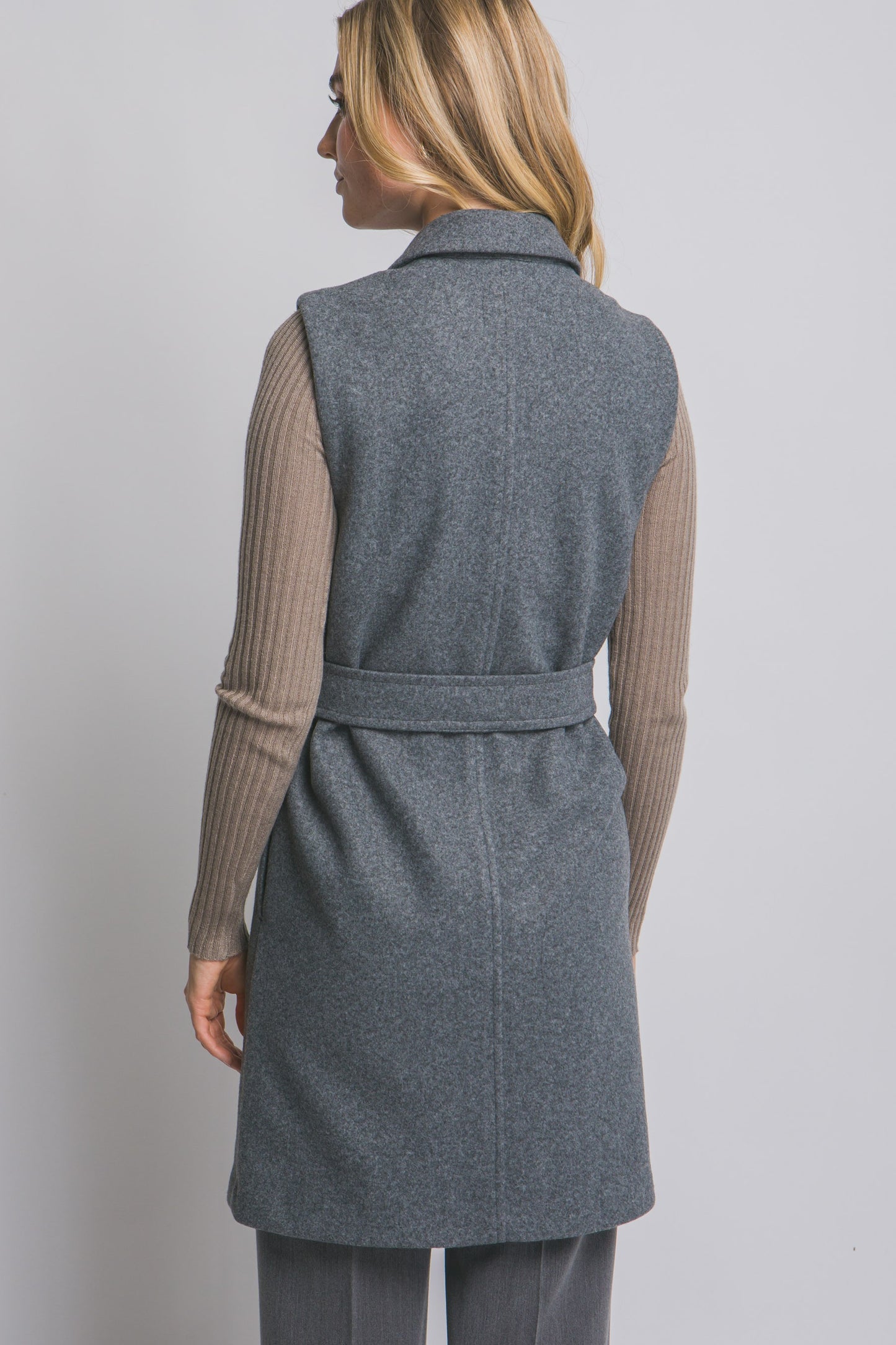 Love Tree Notched Lapel Sleeveless Coat