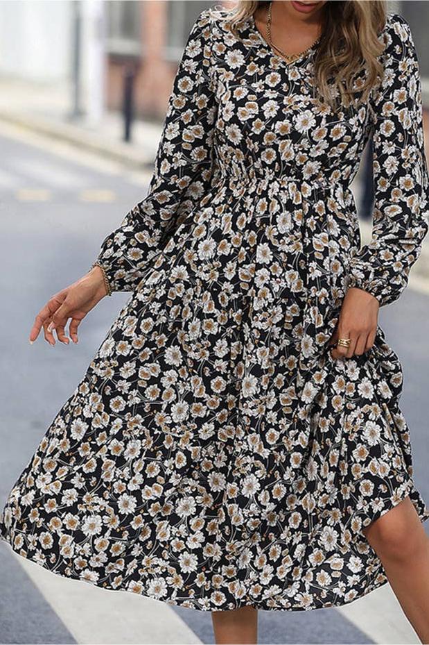 Vintage Floral - Fall Midi Dress