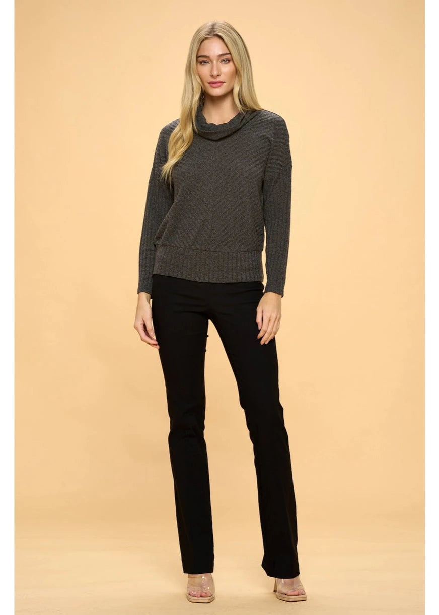 Perseption Mitered Cowl Neck Sweater