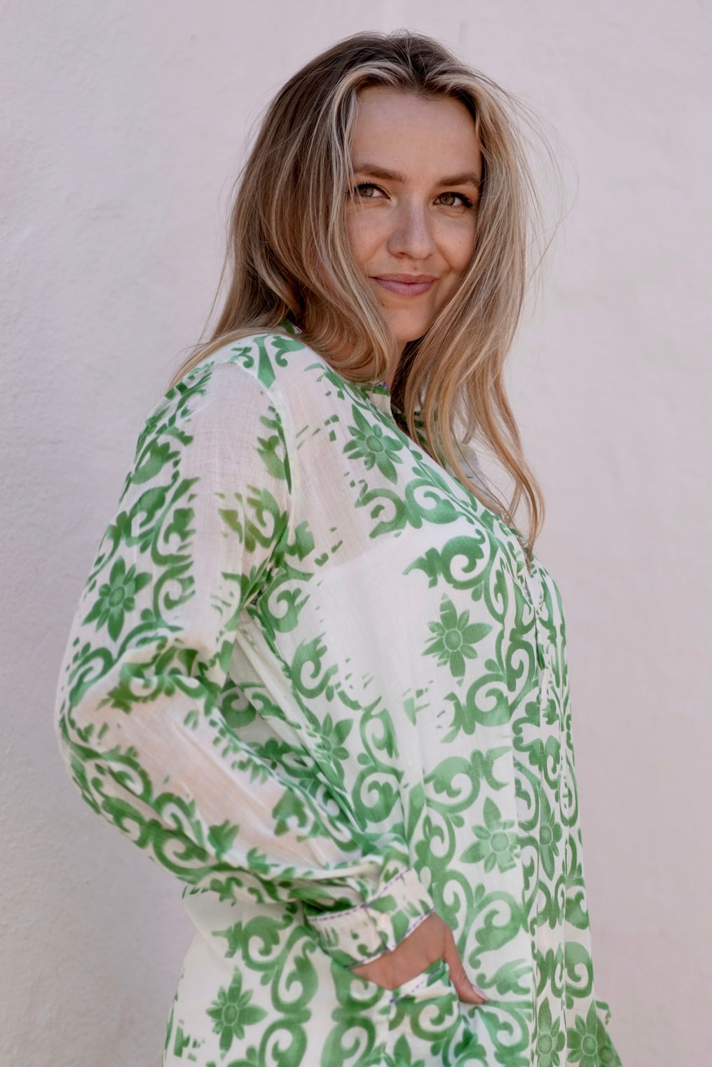 Norie Shibori Green Top