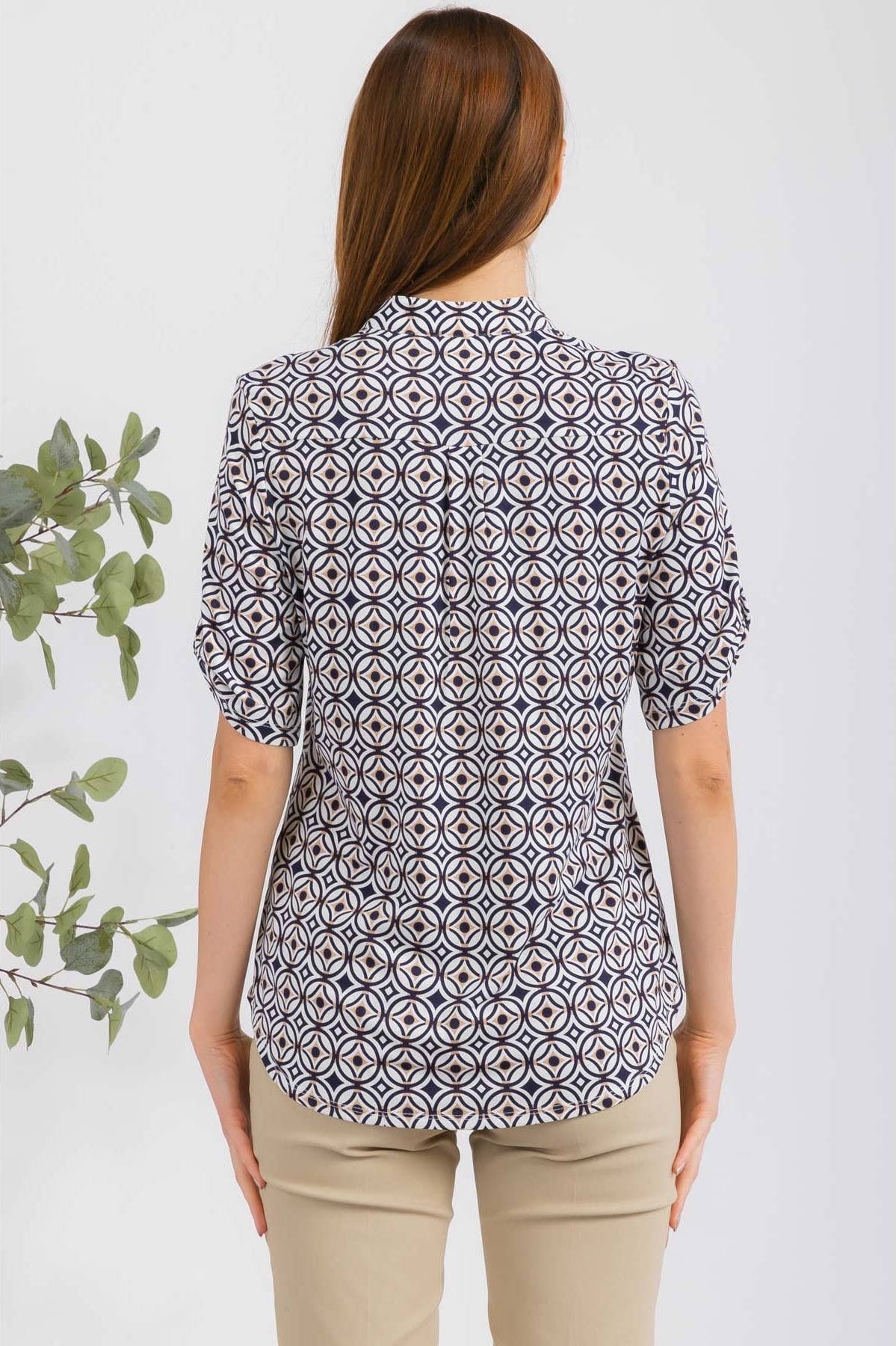 Perseption Mandarin Half Placket Roll Tab Shirt