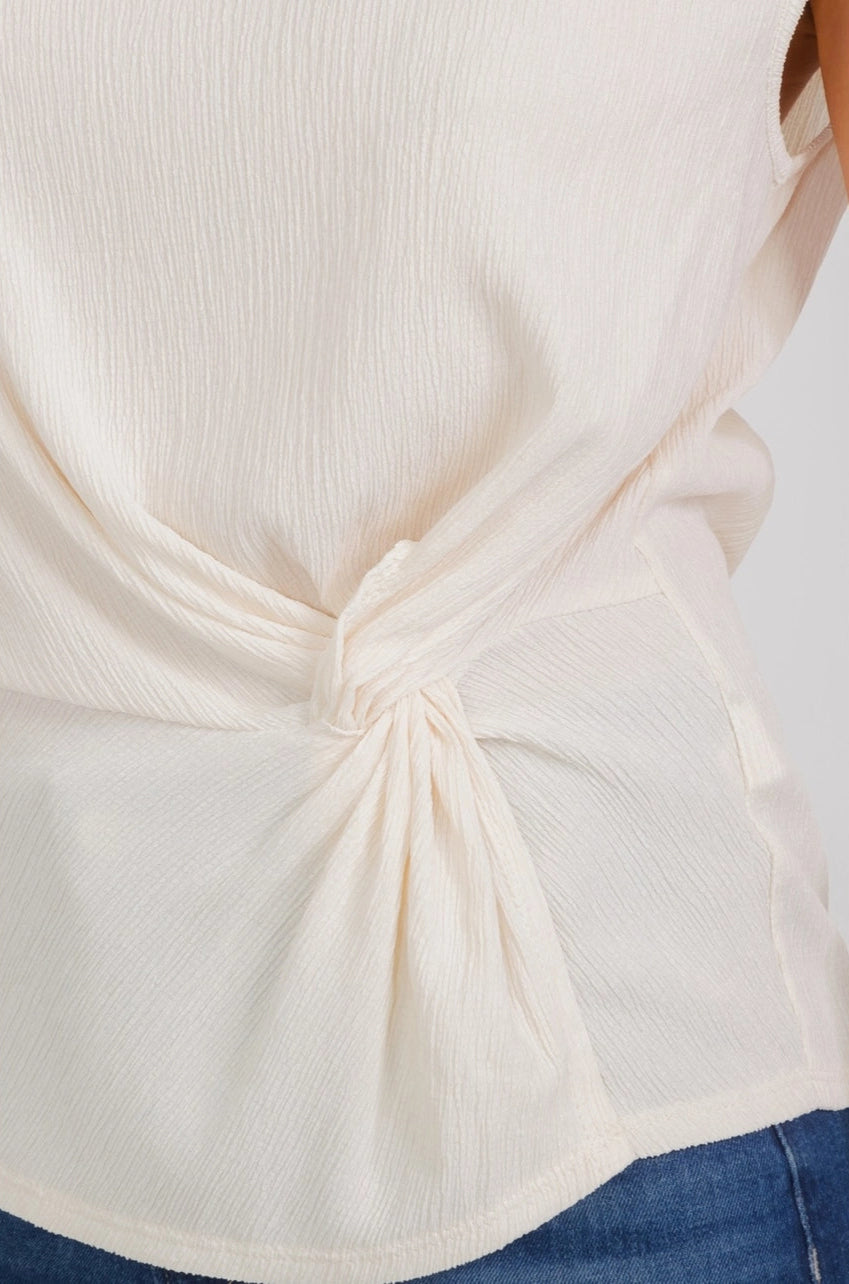 Perseption Crepe Scoop Neck Knot Front