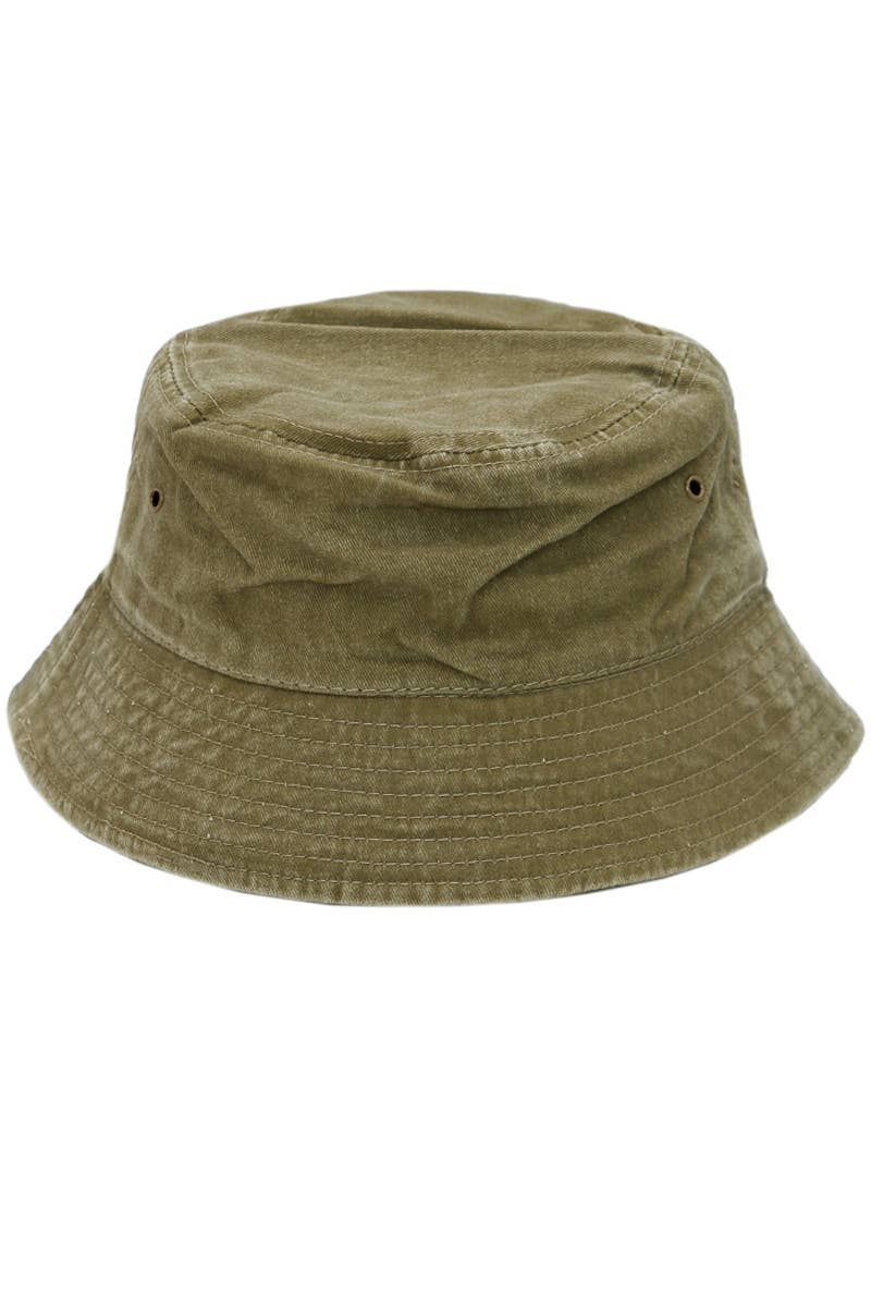 Cap Zone Pigment Stone Washed Twill Cotton Bucket Hat