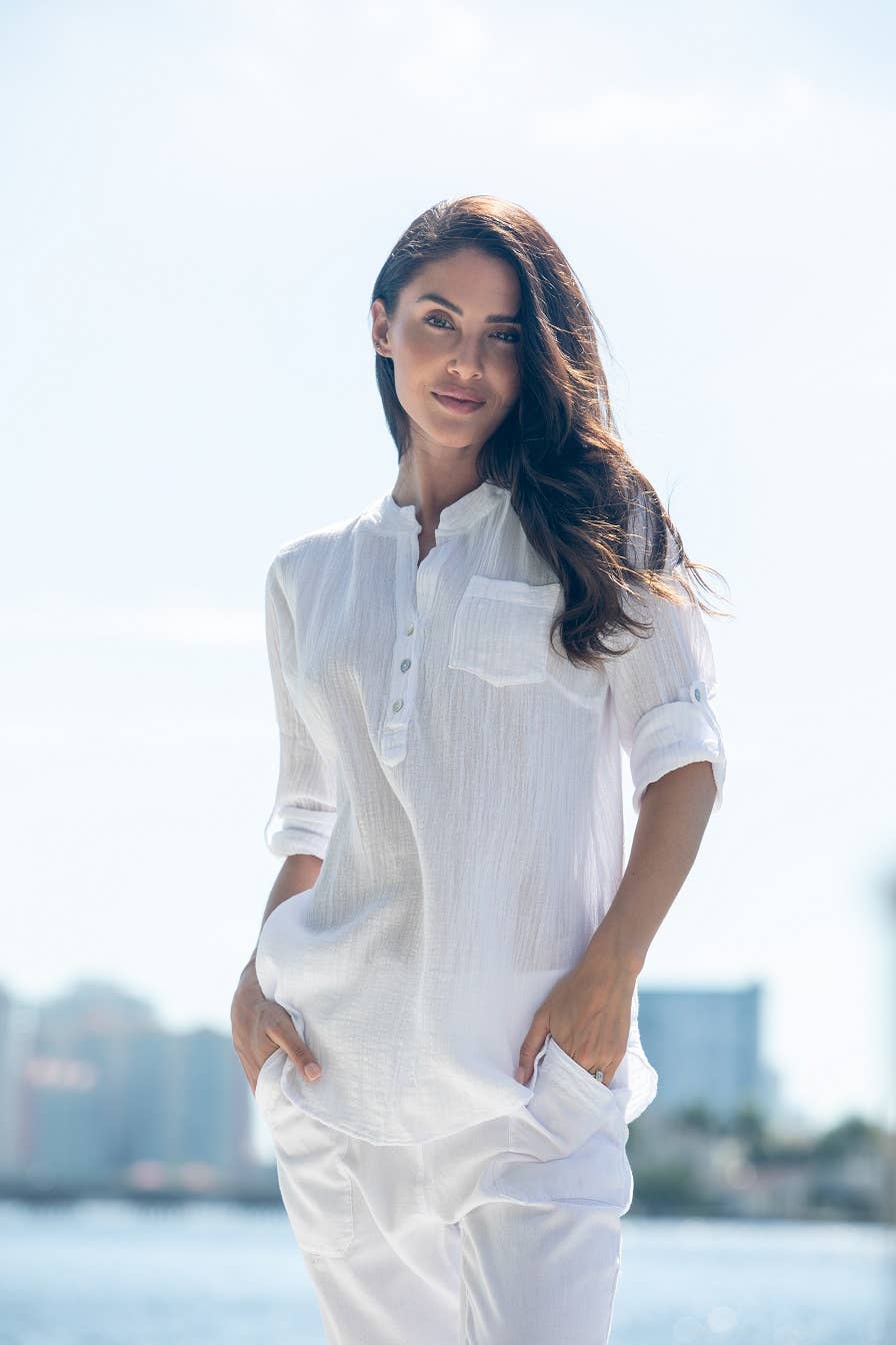 Cotton Natural Linda Top Cotton Henley