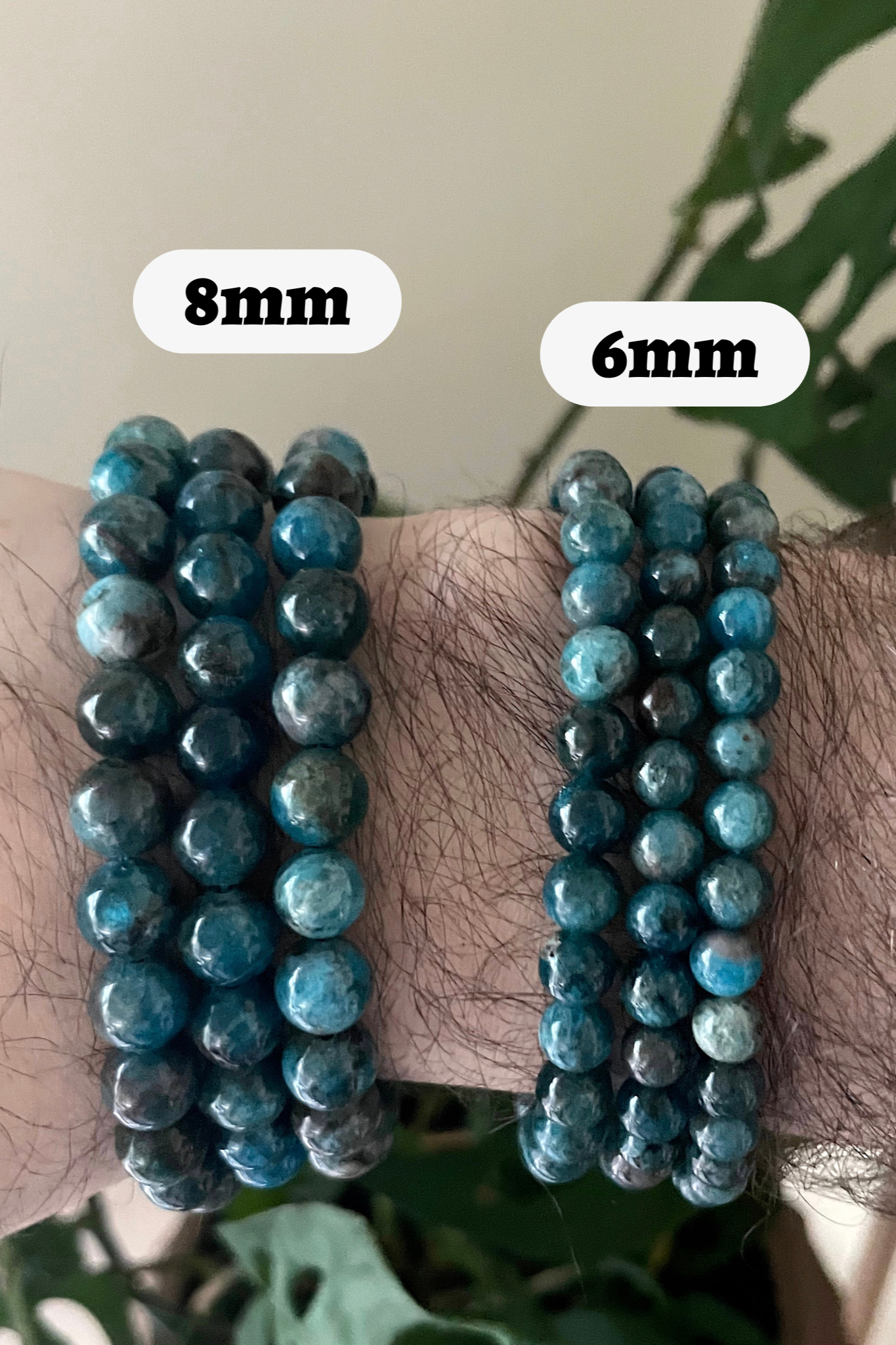 Pebble House Blue Apatite Bracelet 6mm & 8mm