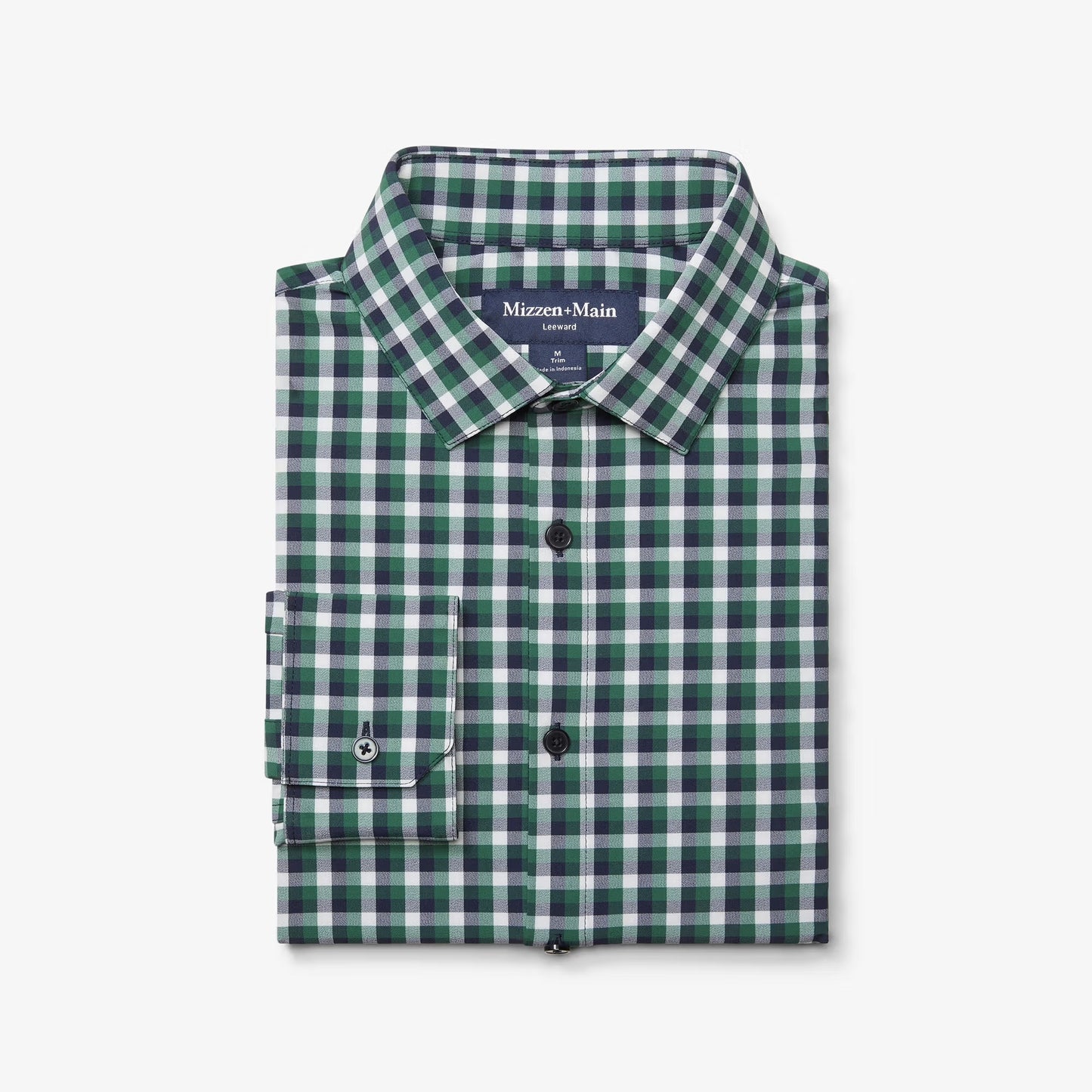 Mizzen + Main Leeward Hunter Green Dylan Plaid Dress Shirt