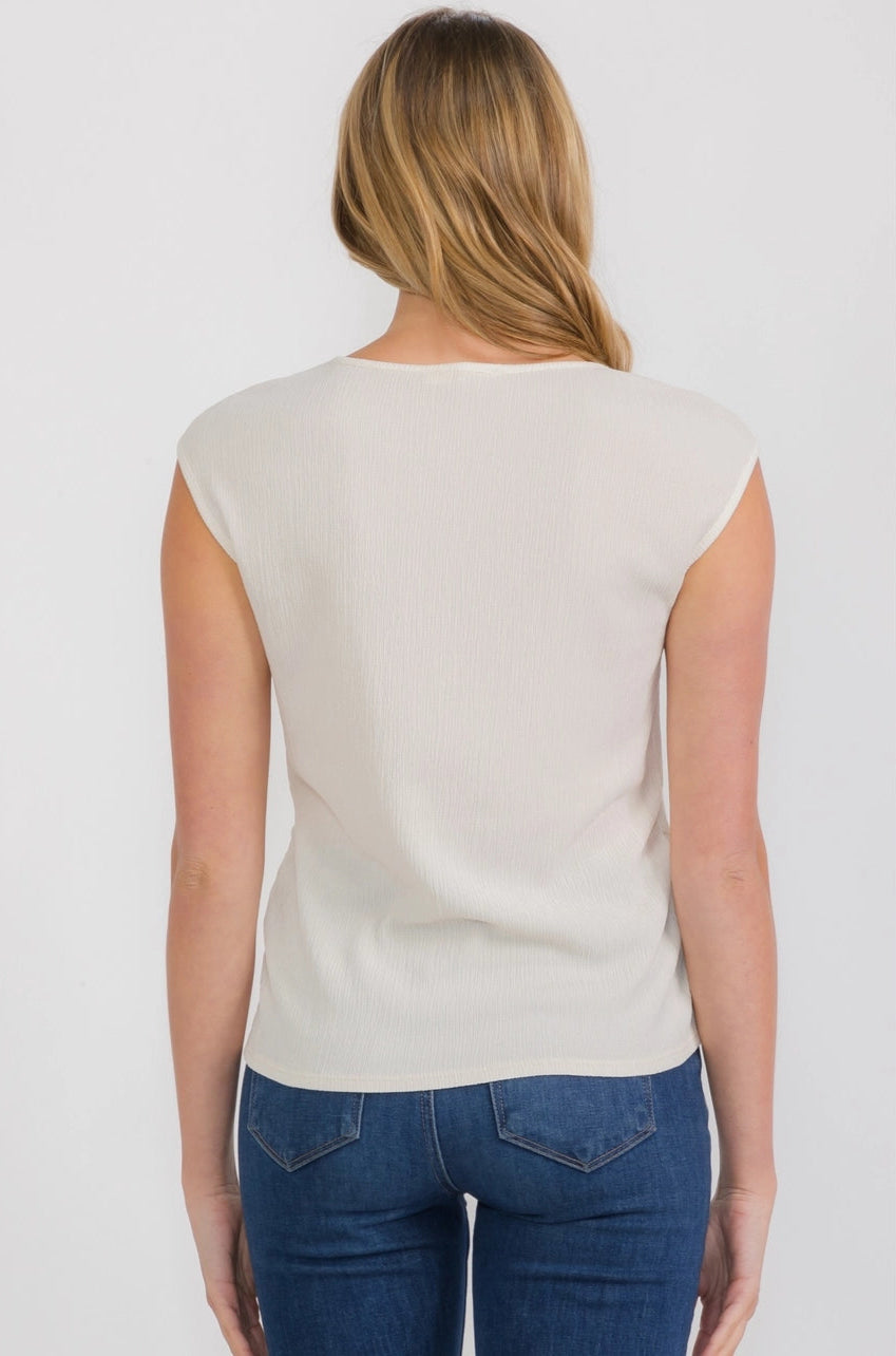 Perseption Crepe Scoop Neck Knot Front