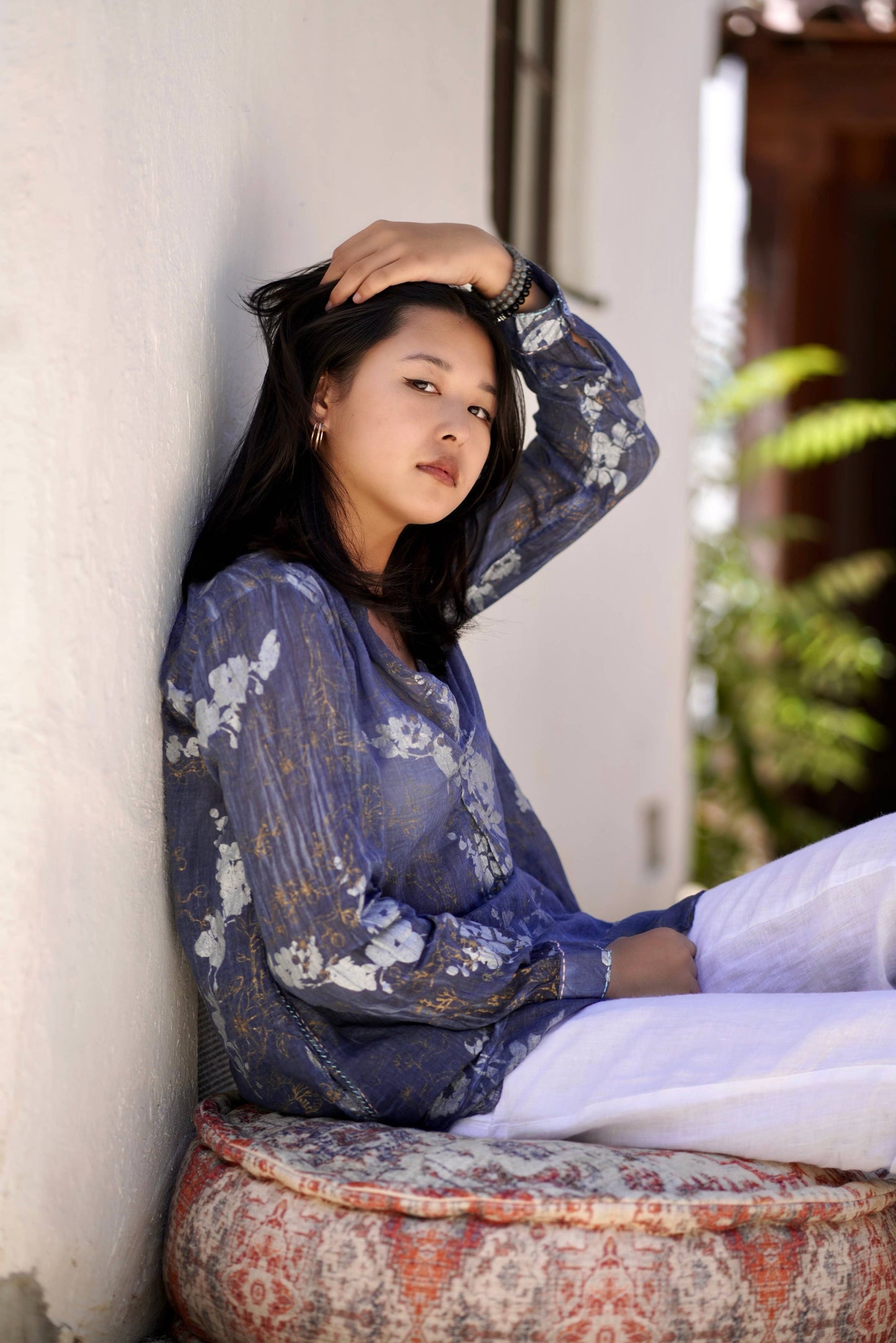 Anoushka Metallic Block Print Top