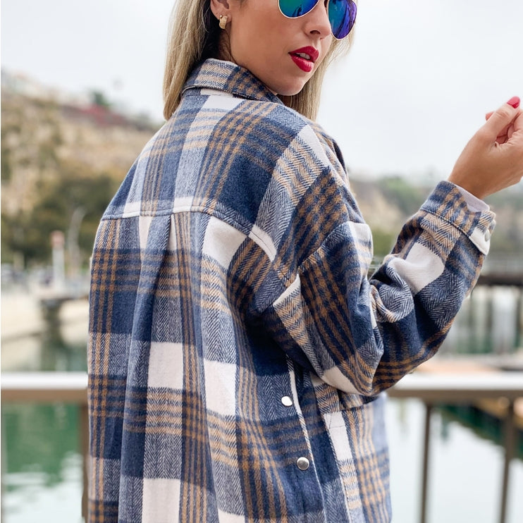 Amoli Side Button Down Detail Oversized Jacket