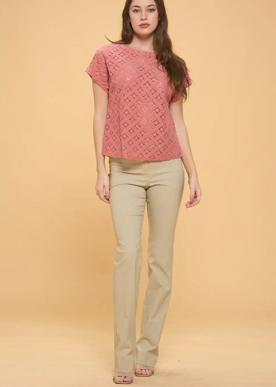 Perseption Lace Scoop Neck Dolman Top