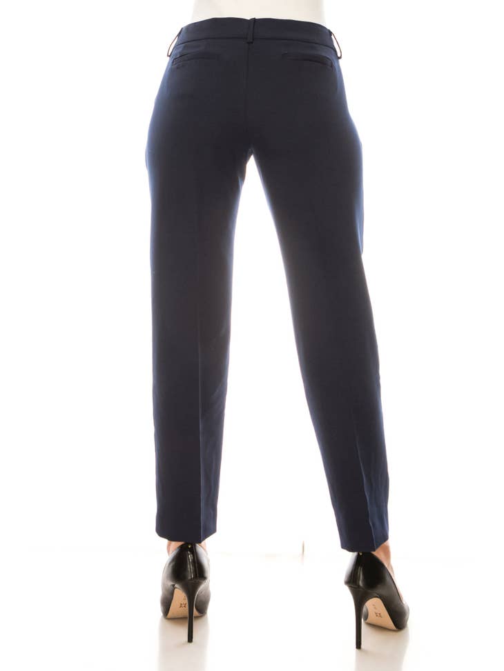 Twill Slim Fit Ankle Length Pants - Navy & Black