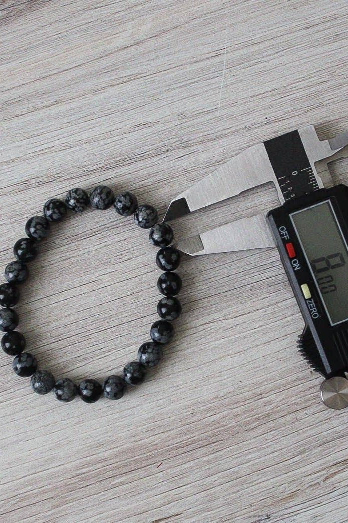 Pebble House Snowflake Obsidian 8mm & 6mm Bracelet