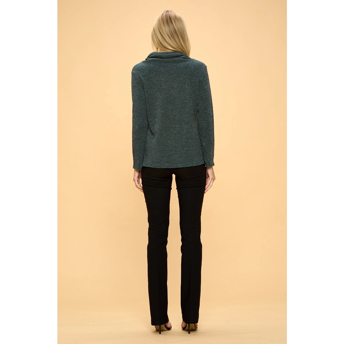 Perseption Cowl Neck Asymmetrical Sweater