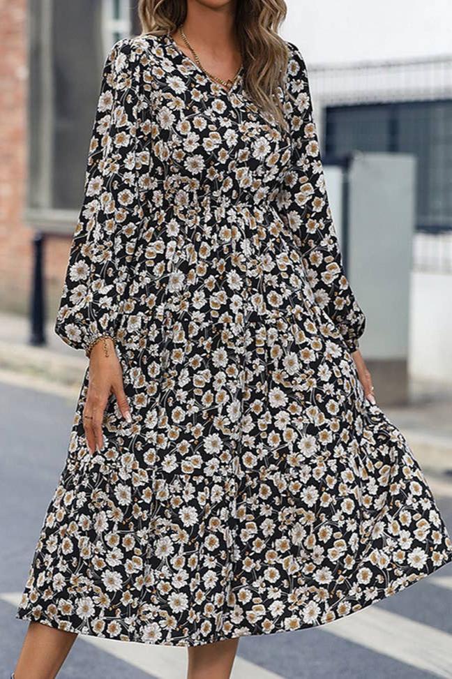 Vintage Floral - Fall Midi Dress