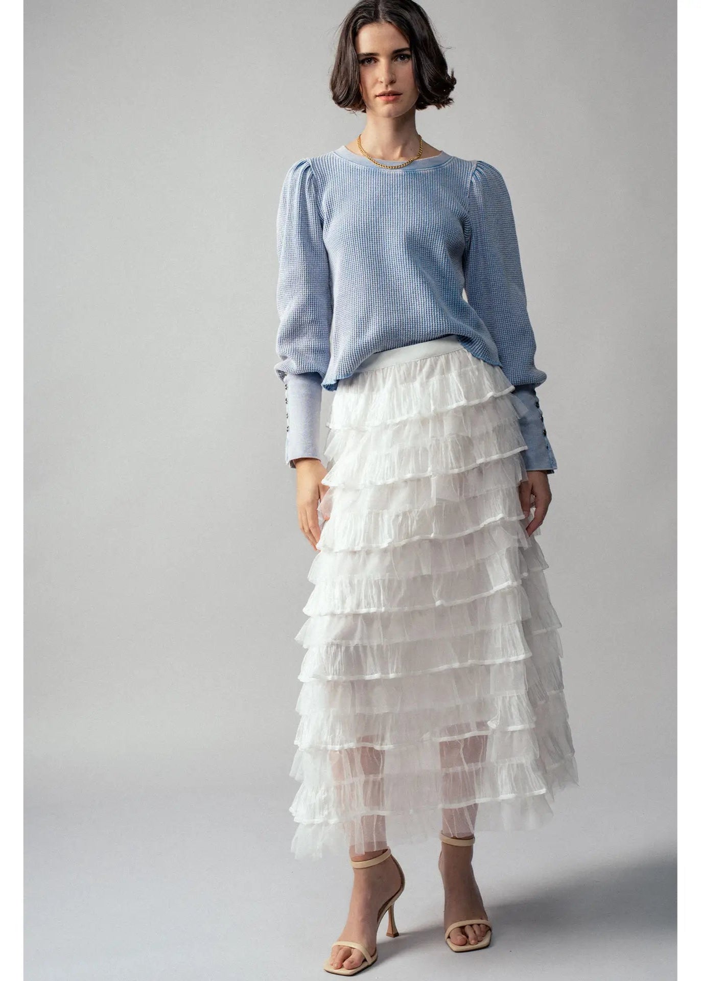 Urban Daisy Clear Tulle Layered Ruffle Maxi Skirt