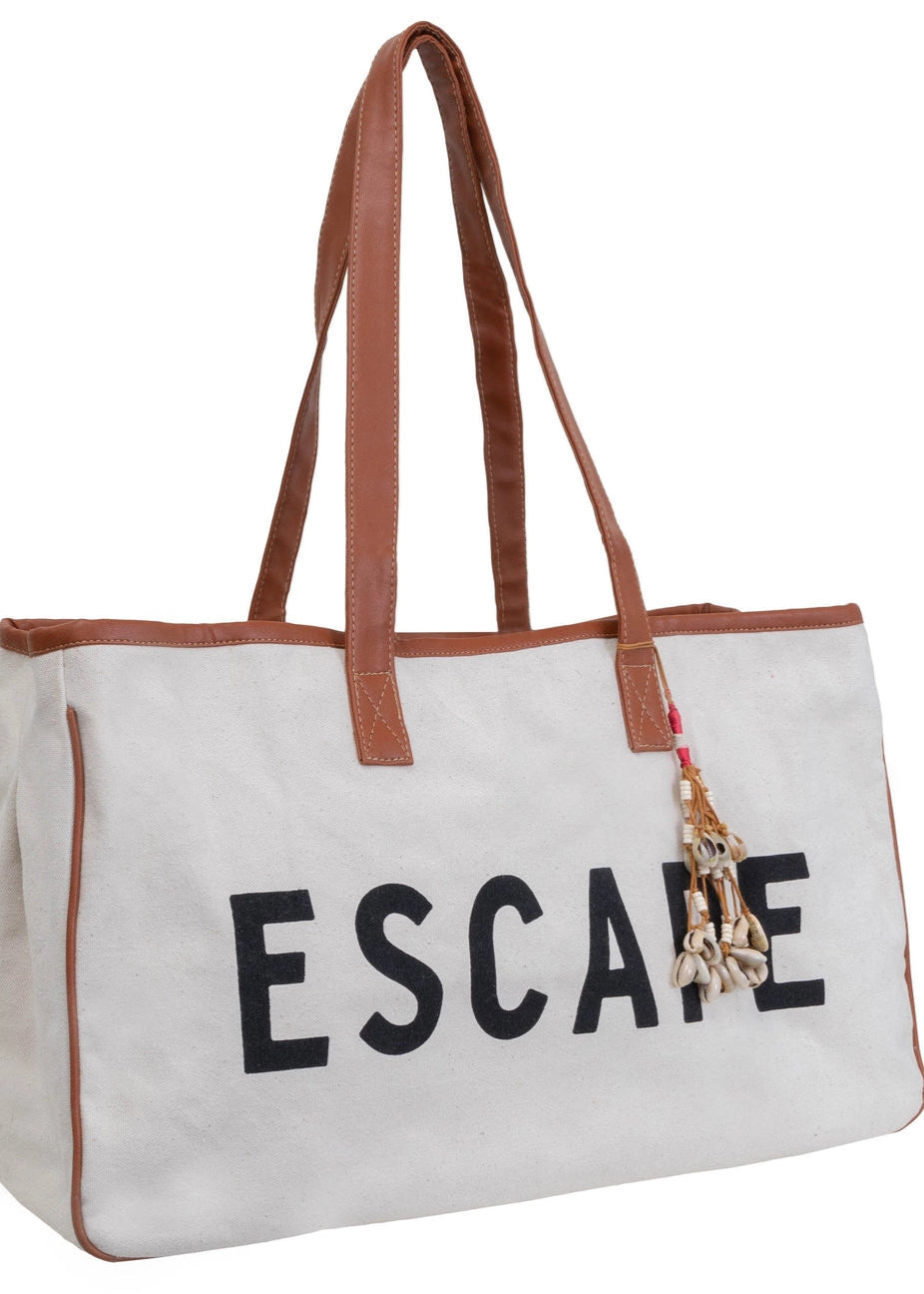 Magid Canvas Slogan Tote "Escape"