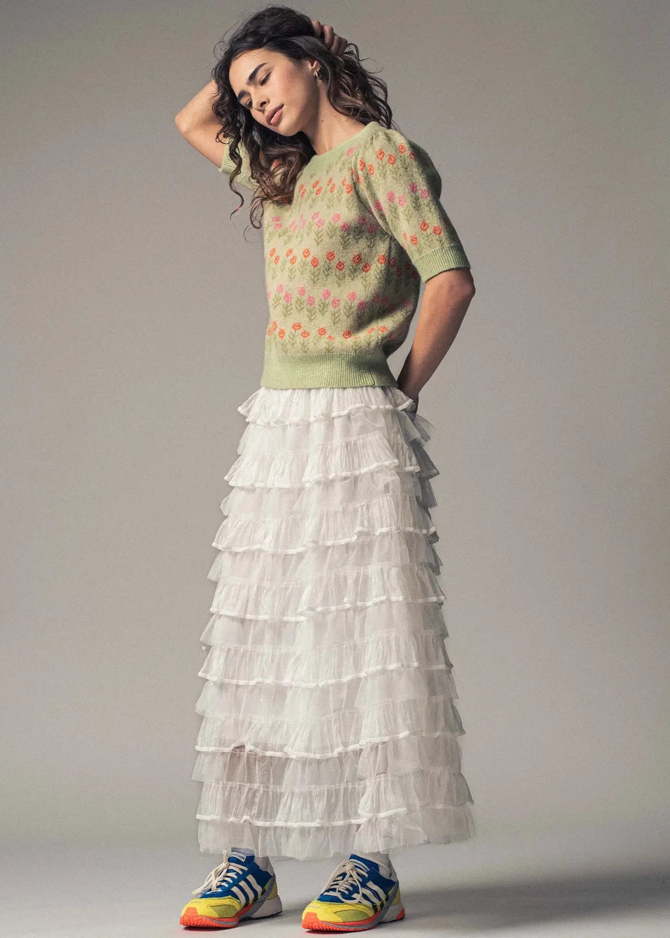 Urban Daisy Clear Tulle Layered Ruffle Maxi Skirt