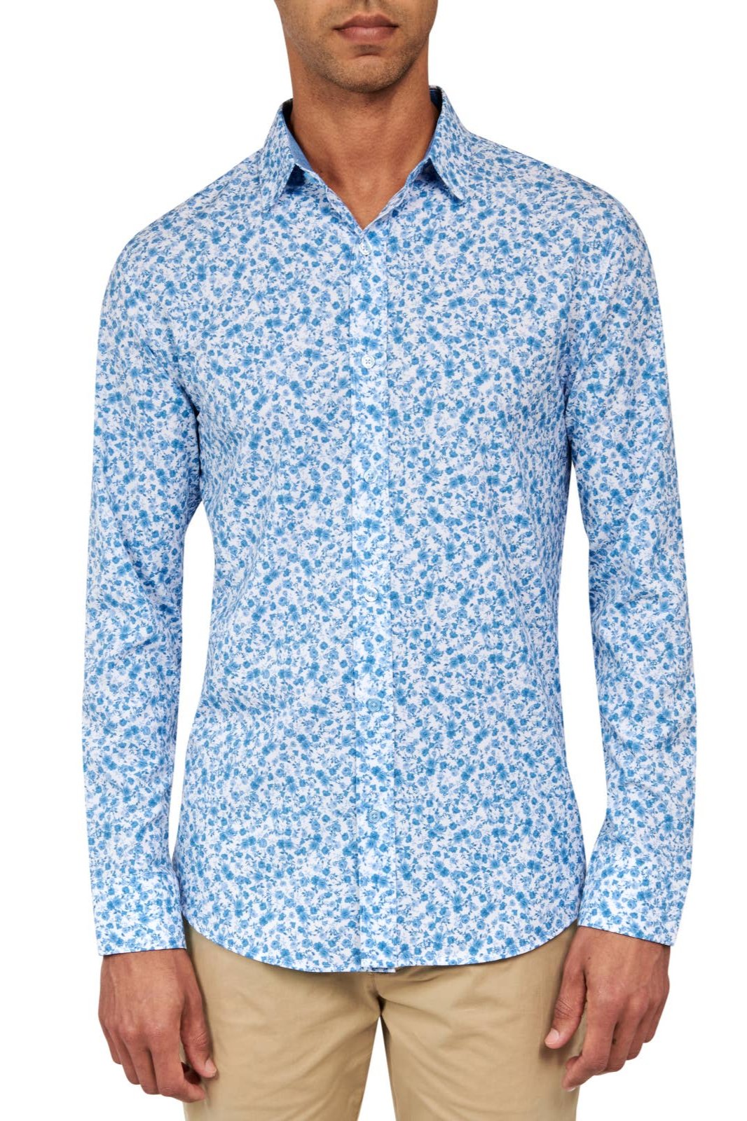 wrk dress shirts WRKNY Men's Domino Performance Dress Shirt Slim Fit 17 White/Blue