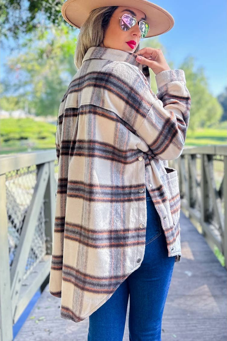 Amoli Side Button Down Detail Oversized Jacket