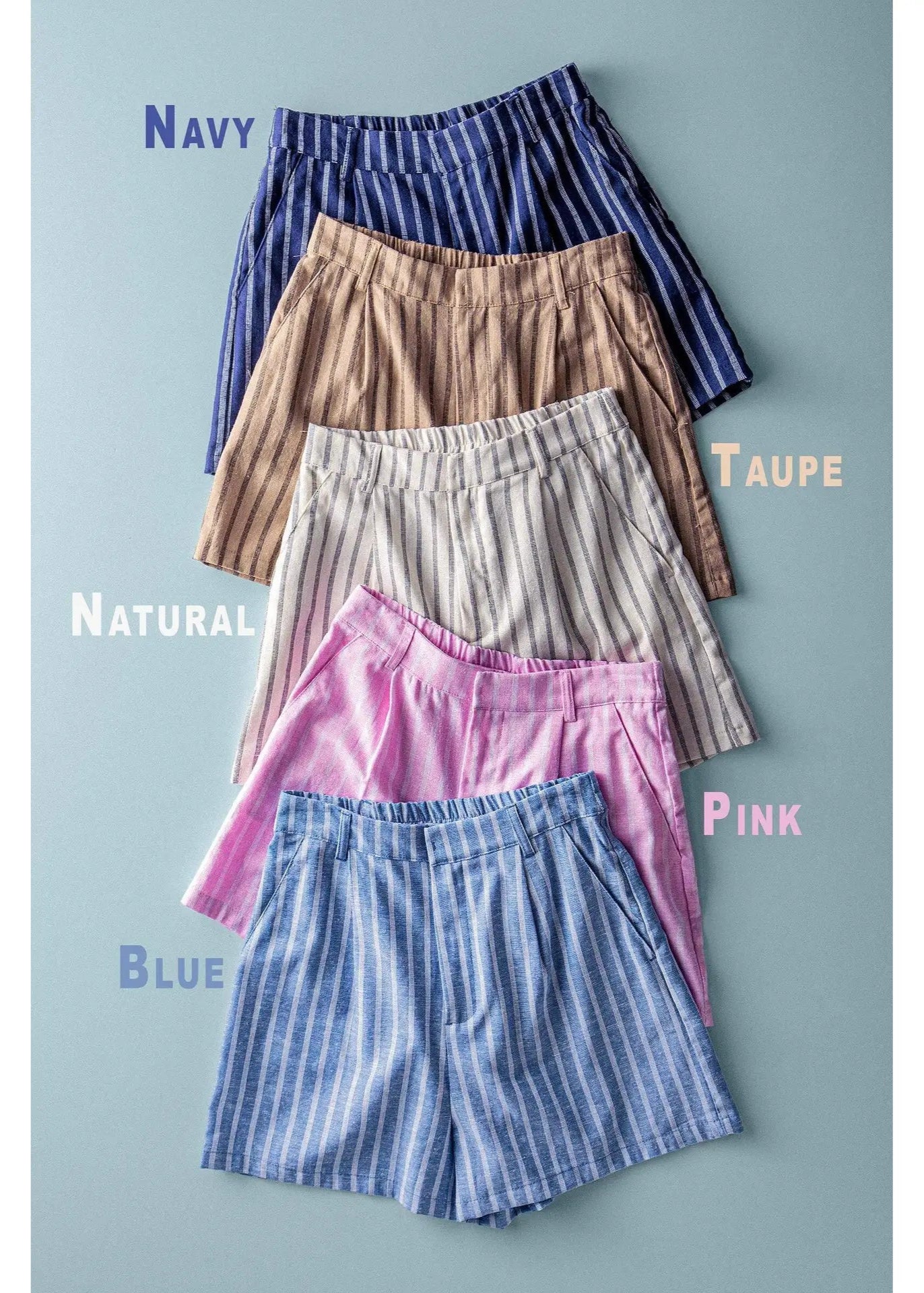 Urban Daisy Coastal Linen Stripe Shorts
