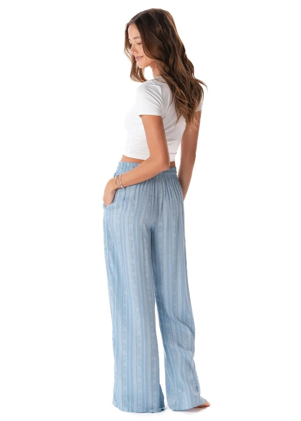 Lotus and Luna Denim Blue Tribal Cabana Pants
