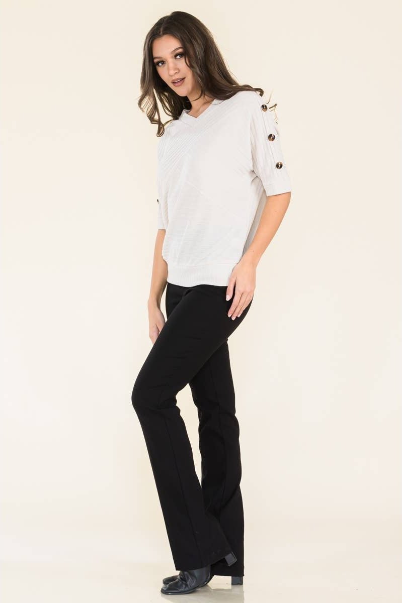 Perseption V-neck Banded Shoulder Dolman Sweater