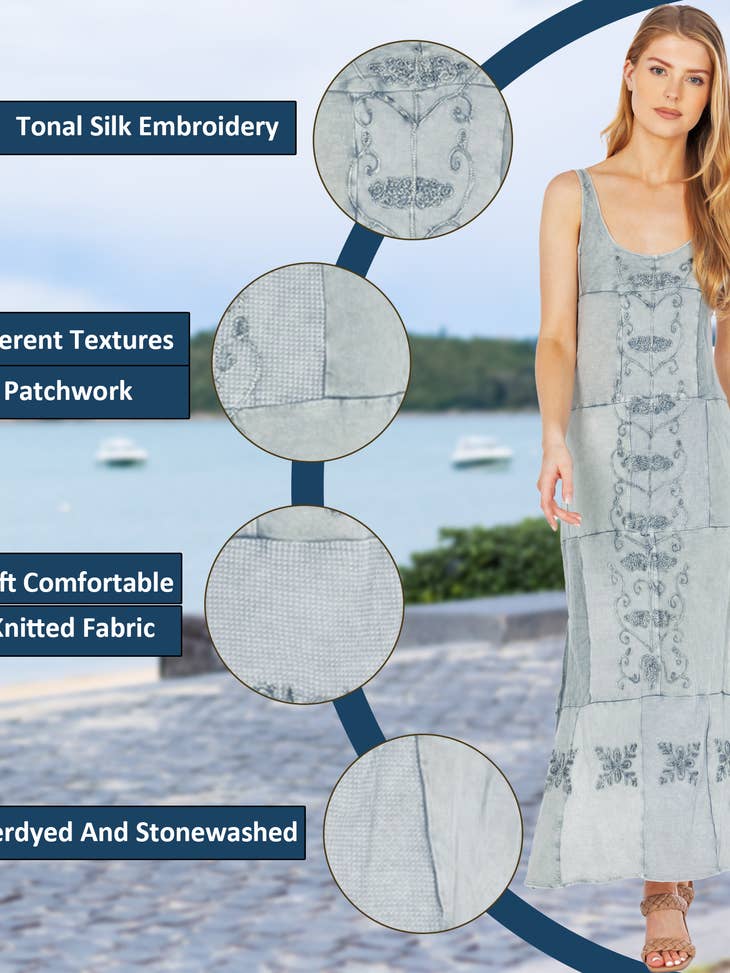 Young Threads Long Knitted Patchwork Western Dress
