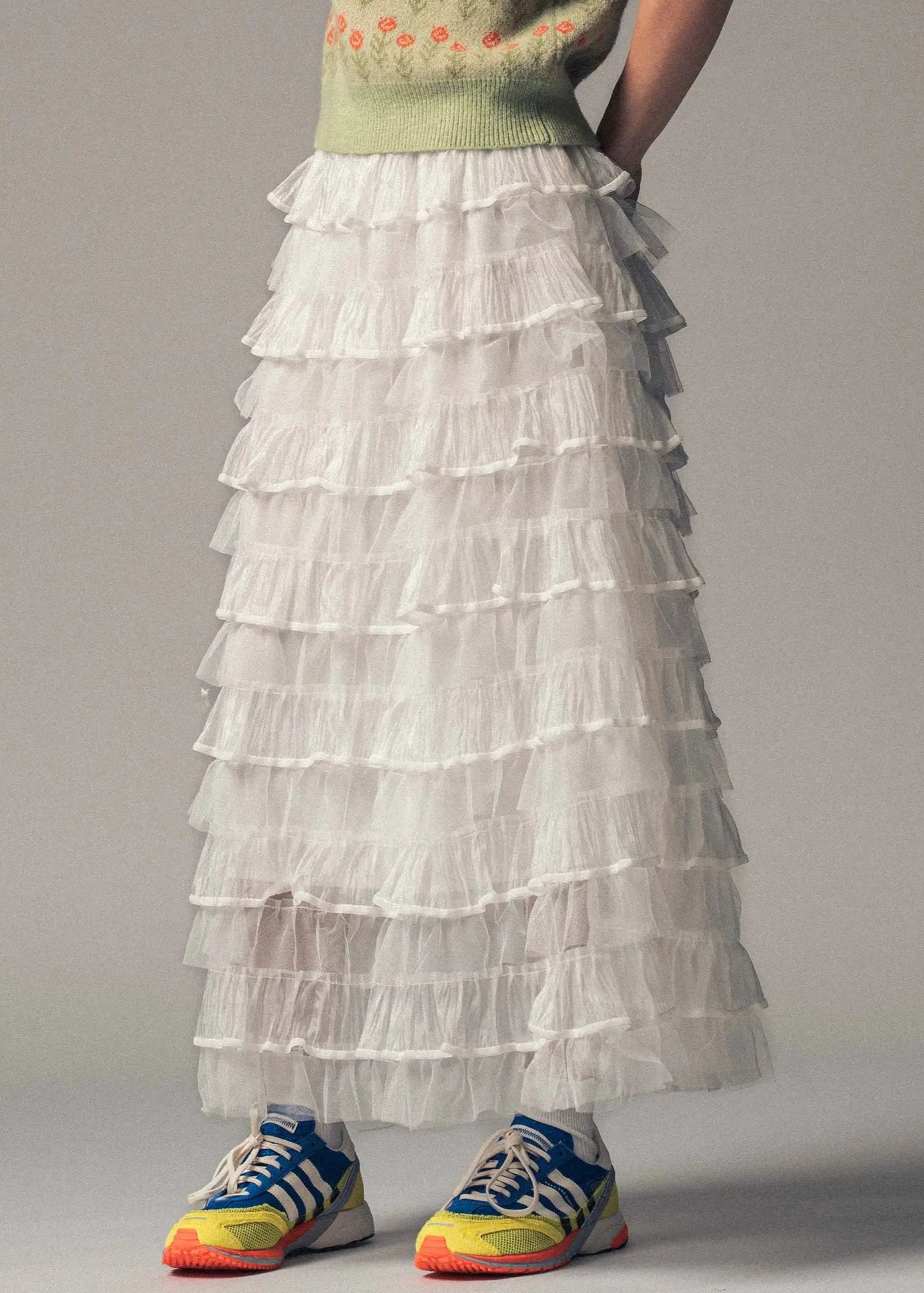 Urban Daisy Clear Tulle Layered Ruffle Maxi Skirt