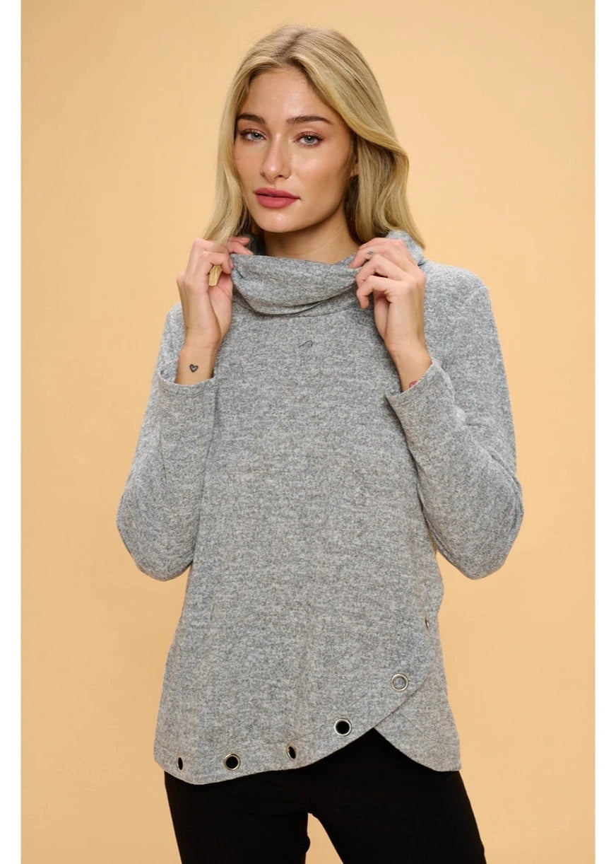 Perseption Long Sleeve Cowl Collar Drawcord Hoodie