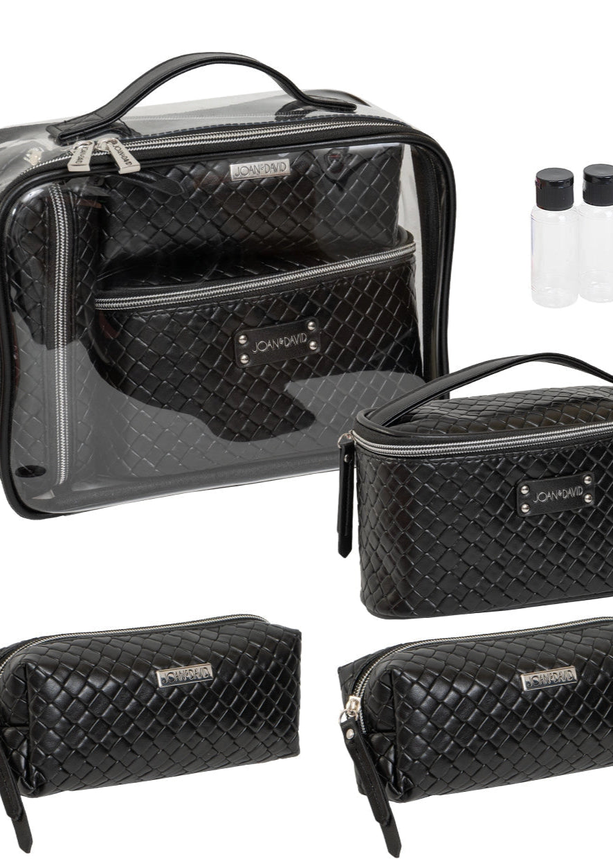 Magid Joan & David Woven 4 Piece Clear Cosmetic Bag Set