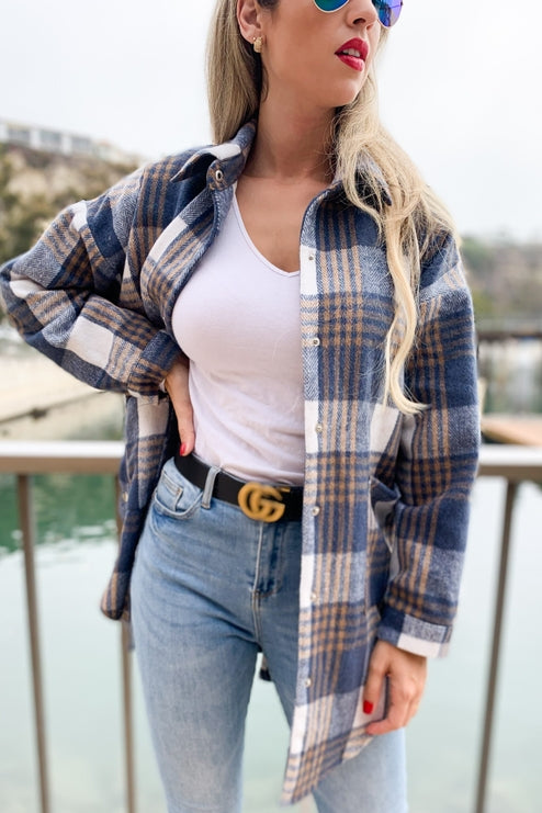 Amoli Side Button Down Detail Oversized Jacket