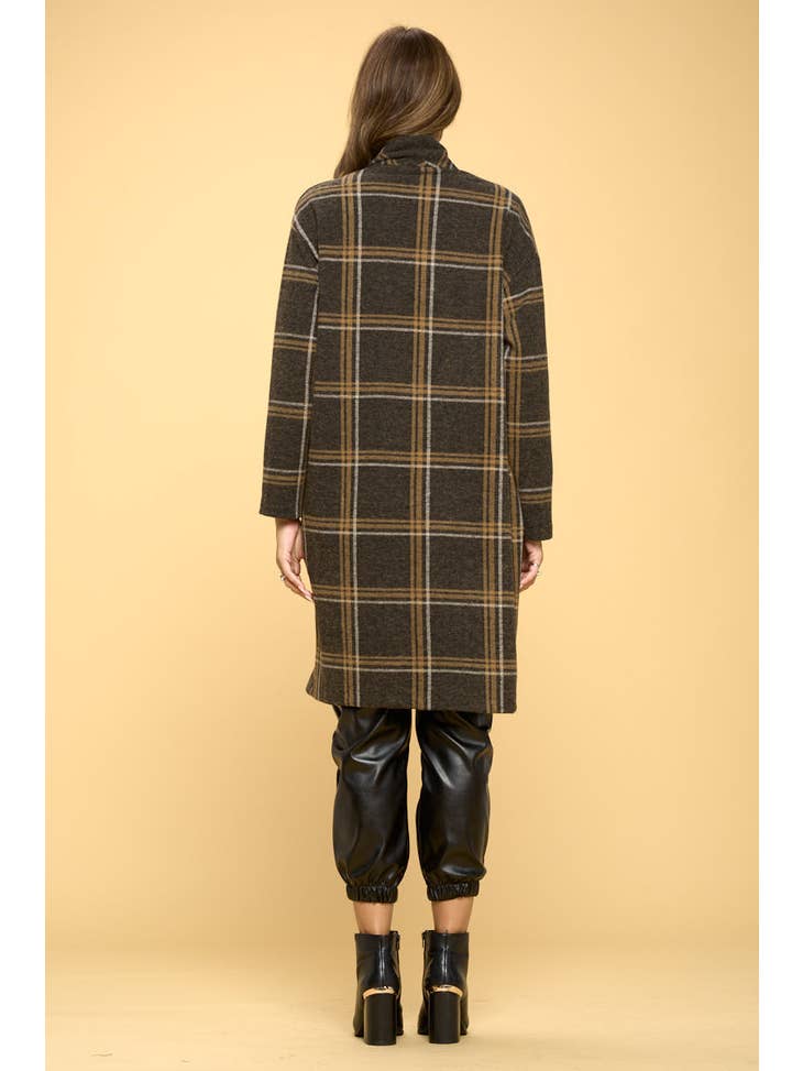Renee C Plaid Coat With Buttons And Pockets