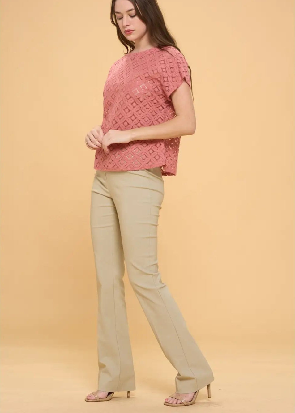 Perseption Lace Scoop Neck Dolman Top