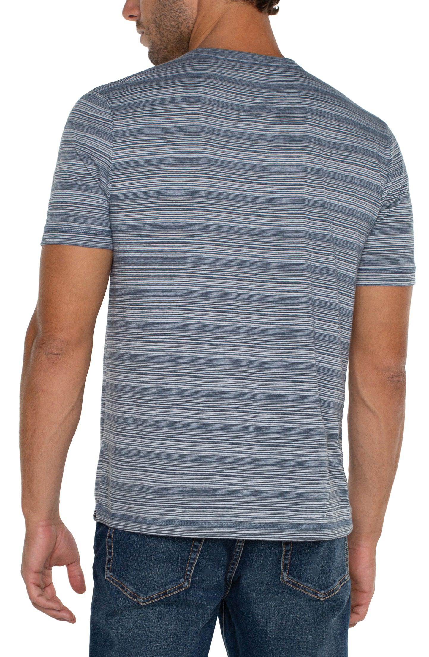 Blue Striped Short Sleeve Henley by Liverpool