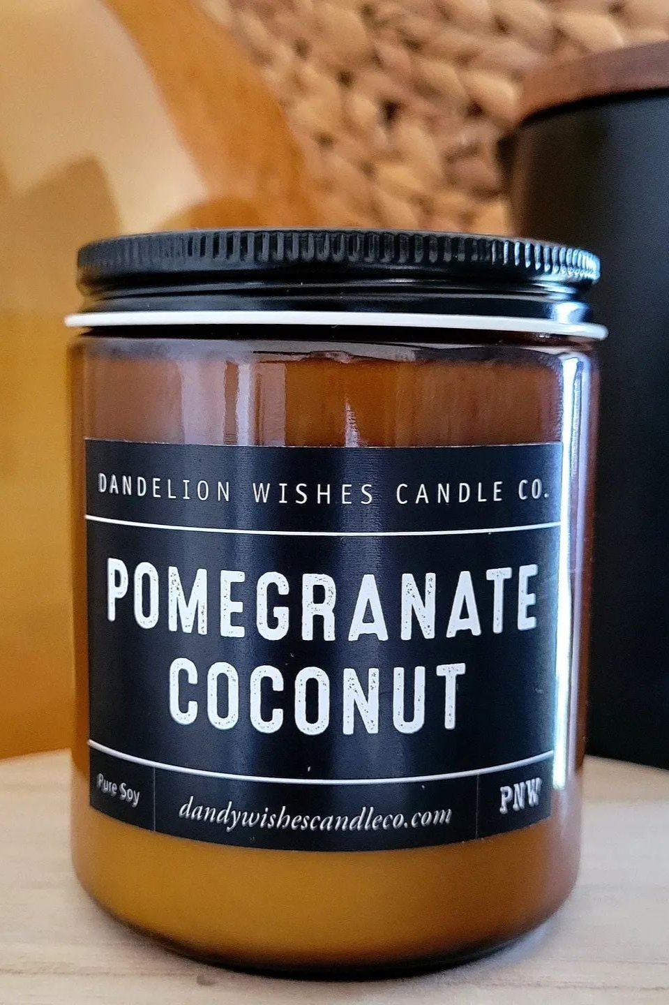 Dandelion Wishes Candle Co. 100% Soy Candle Small Jar - 4oz Amber Glass