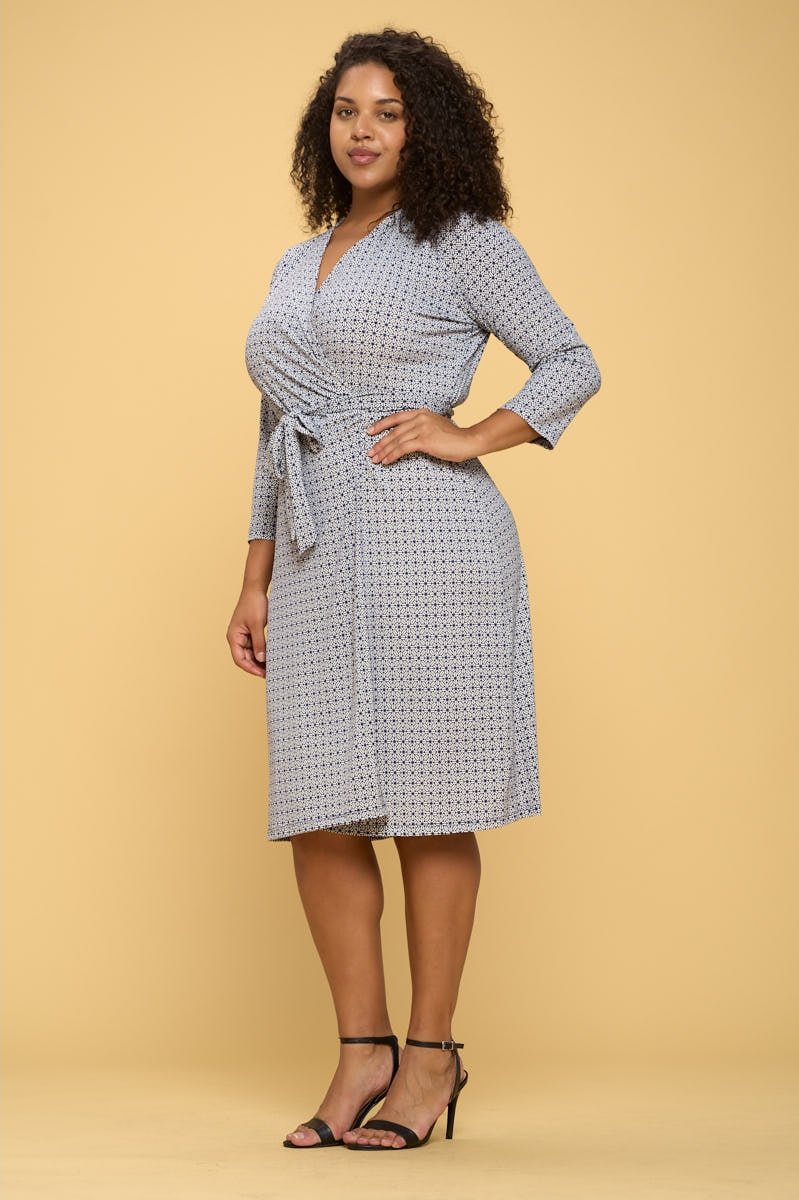 Curvy Girl V-Neck Wrap Dress With Tie. Fall Clearance!
