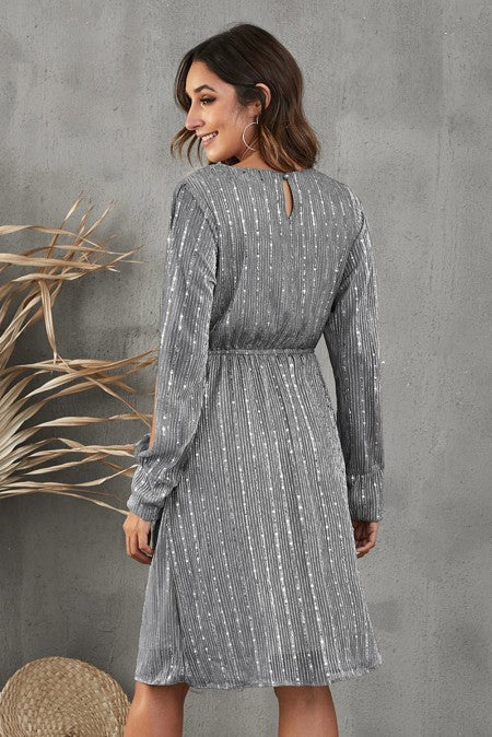 El Kanna Sequin Split Sleeve Midi Dress. Fall Clearance!